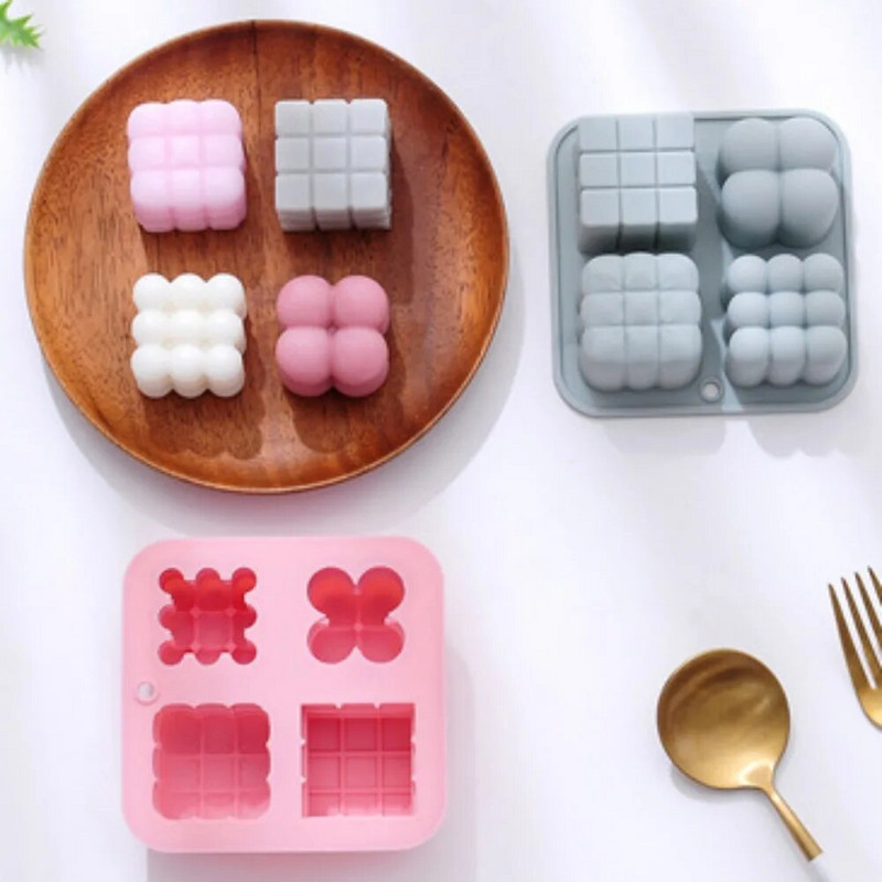 Multicavity burbulis burvju bumba silikona sveces veidnes ģeometrija kvadrātveida ziepju sveķu ģipša veidne šokolādes ledus dekors Ziemassvētku dāvana