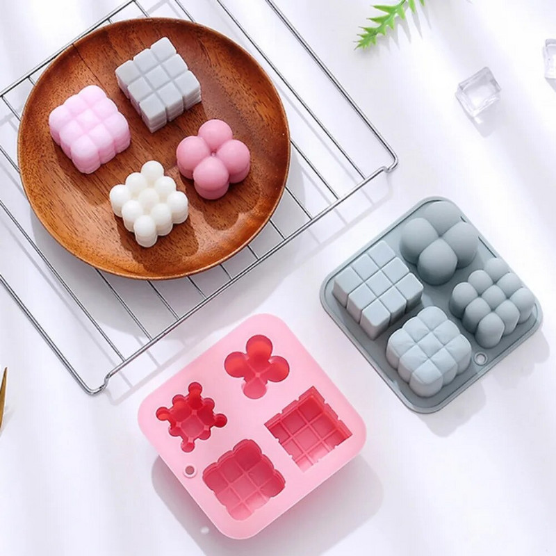 Multicavity burbulis burvju bumba silikona sveces veidnes ģeometrija kvadrātveida ziepju sveķu ģipša veidne šokolādes ledus dekors Ziemassvētku dāvana