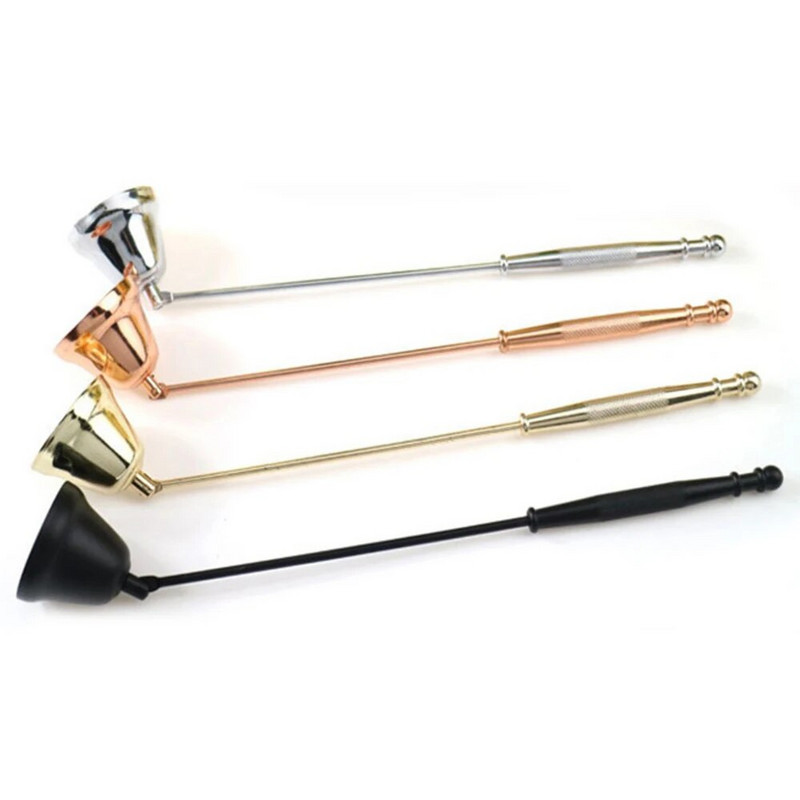 1PC sveču sveces sveces sveces mājas nerūsējošā tērauda zvana formas sveču ugunsdzēšamais aparāts ar garu rokturi, rokām darināts aromterapijas sveces vāciņš