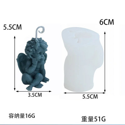 3D maza eņģeļa svece, silikona veidne, izgatavota ar rokām, jaukas meitenes eņģeļu ziepes, ģipša amatniecība, dekoratīvi sveķi.