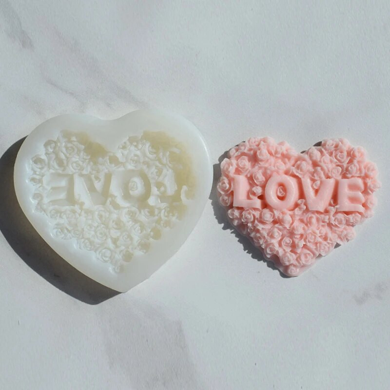 Rožu sirds silikona ziepju veidne DIY mīlestības ziedu sveču ģipša izgatavošanas rīks šokolādes ledus veidnes mājas dekors Valentīna dienas dāvanas