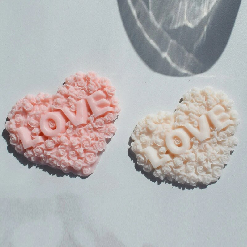 Rožu sirds silikona ziepju veidne DIY mīlestības ziedu sveču ģipša izgatavošanas rīks šokolādes ledus veidnes mājas dekors Valentīna dienas dāvanas