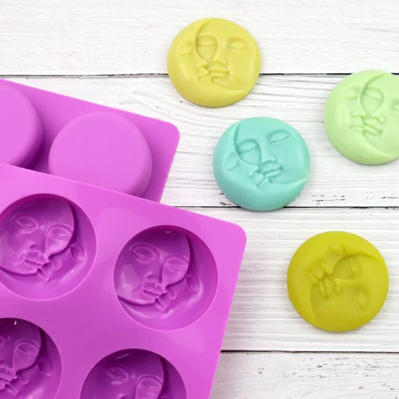 4 tinklelių silikoninė rankų darbo muilo forma europietiško modelio 3D abstraktus veido stilius, pasidaryk pats, eterinis aliejus tualetinio muilo formos kepimo įrankių forma