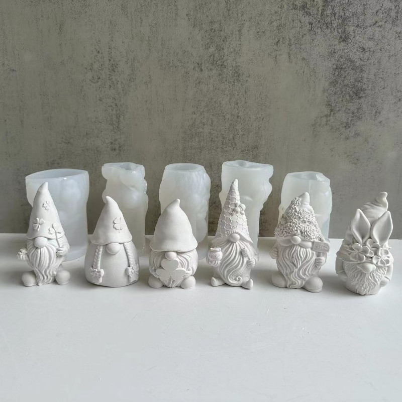 Ziemassvētku vecīša aromterapijas sveces silikona veidne bez sejas rūķu ģipša sveķu veidne Ziemassvētku sveču izgatavošana silikona veidņu mājas dekors