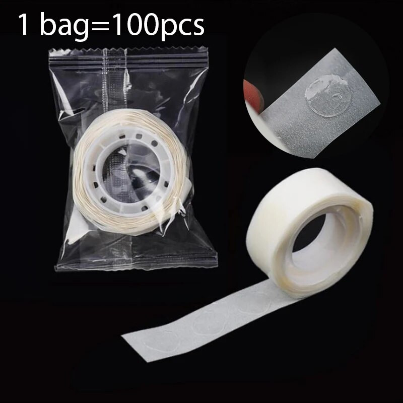 100 DB/200 DB/400 DB átlátszó, kerek, fix ragasztós gyertya kanócok, fix matricák, fix party ballon eszközök, kétoldalas ragasztó