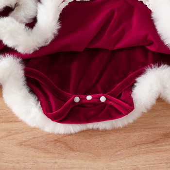 Φόρεμα 0-24 εκατ. Χριστουγεννιάτικα νεογέννητα βρέφη, κοριτσάκια, κόκκινο φόρεμα, βελούδινο βολάν, βελούδινη φόρμα + καπέλο πάρτι Χριστουγεννιάτικες στολές Άγιου Βασίλη