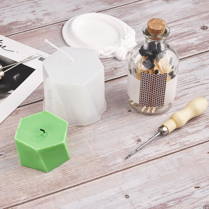 DIY sveču izgatavošanas caurumošanas rīks apaļa cauruma konusa tamborēšanas rokas urbis silikona veidnei Praktisks sīkrīku caurumošanas sveces palīgrīks