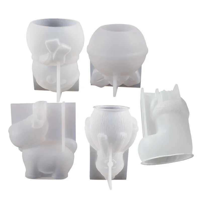 3D Ziemassvētku sniegavīrs Alnis Briedis Silikona sveču veidne DIY Aromterapijas aromterapijas ģipša sveķu amatniecība Mājas Ziemassvētku rotājumu izgatavošana