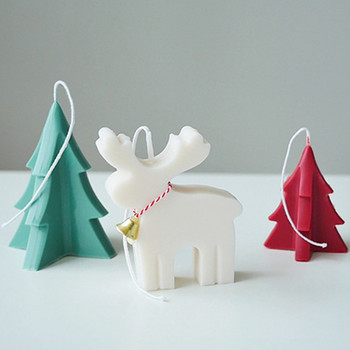 Τρισδιάστατο Χριστουγεννιάτικο Δέντρο Elk Fawn Αρωματικό Κερί Καλούπι σιλικόνης DIY Χριστουγεννιάτικο Κερί Καλούπι Γύψινο Κέικ Σιλικόνη Καλούπι Κεριού