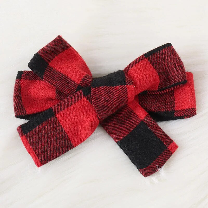 Suefunskry Baby Girls Ziemassvētku apģērbs, garām piedurknēm, apkaklīts multfilmas aļņu rūtainā rombveida kleita ar galvas saiti.