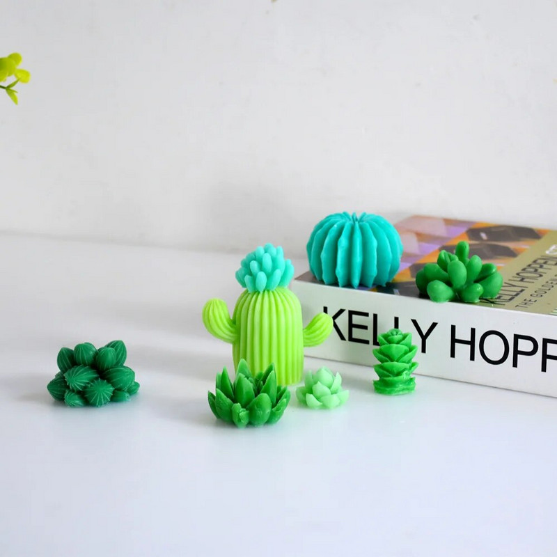 Καλούπι κεριών παχύφυτου φυτού DIY Simulation Καλούπι σιλικόνης κάκτου Χαριτωμένο αρωματικό κερί με άρωμα γύψινο σαπούνι κατασκευής διακόσμησης σπιτιού