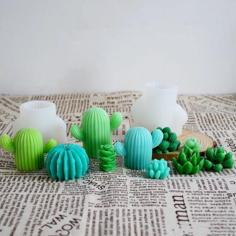 Καλούπι κεριών παχύφυτου φυτού DIY Simulation Καλούπι σιλικόνης κάκτου Χαριτωμένο αρωματικό κερί με άρωμα γύψινο σαπούνι κατασκευής διακόσμησης σπιτιού