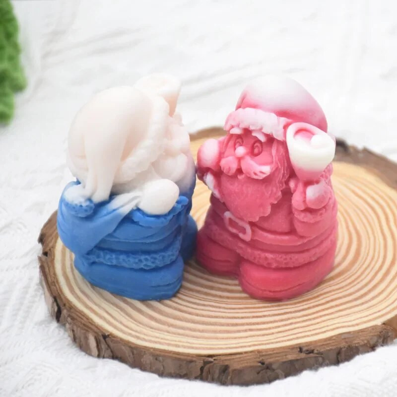 3D Kalėdų Senelis ir Kalėdų eglutė Silikoninės žvakių formos Kalėdų puošimas Amatai Gipso dervos gaminimo įrankiai „Pasidaryk pats“ rankų darbo dovanos namuose