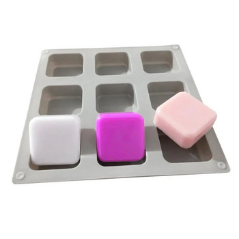 Квадратни силиконови форми за сапун с 9 решетки Ръчно изработен сапун за приготвяне на сапун „Направи си сам“ Форма за шоколадова торта Кухня, трапезария и барове