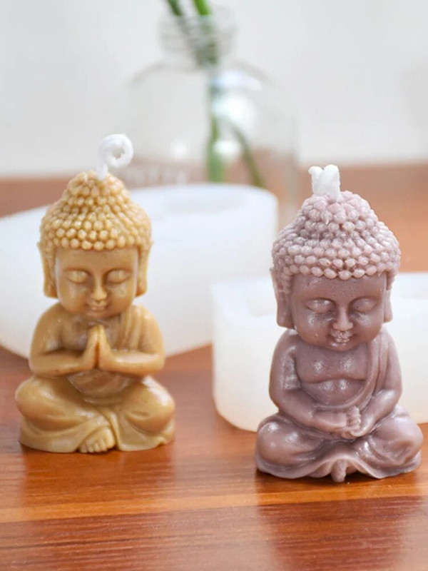Mazā Budas sveces silikona veidne DIY Amitabha Budas formas ķīniešu elementi ar rokām darināti sveču dekori