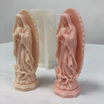 Малка Дева Мария Силиконова форма за свещ Христос Религиозна статуя на рождената майка Гипсови занаяти Форми от смола Декоративен подарък
