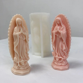 Малка Дева Мария Силиконова форма за свещ Христос Религиозна статуя на рождената майка Гипсови занаяти Форми от смола Декоративен подарък