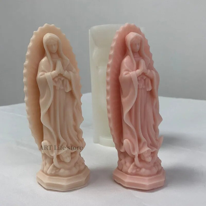 Mazā Jaunavas Marijas silikona sveces veidne Kristus reliģiskā piedzimšanas statuja ģipsis amatniecība sveķu veidnes dekoratīvā dāvana