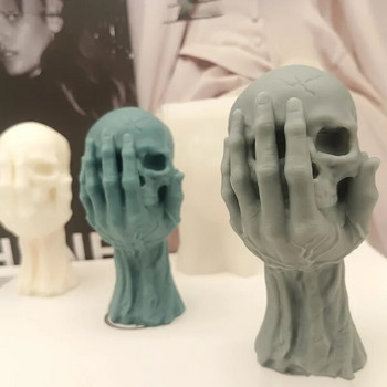 Нова ръчна силиконова форма за свещи с череп за Хелоуин Декоративни занаяти Глава на призрак Гипс Сапун Инструменти за правене на епоксидни парти Подаръци