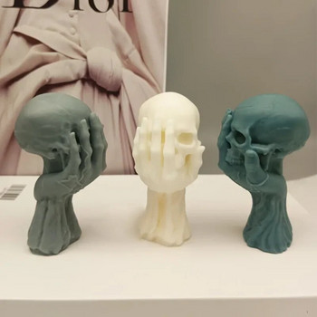 Нова ръчна силиконова форма за свещи с череп за Хелоуин Декоративни занаяти Глава на призрак Гипс Сапун Инструменти за правене на епоксидни парти Подаръци