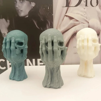 Νέο φορητό καλούπι κεριών σιλικόνης κρανίου για αποκριάτικες διακοσμητικές χειροτεχνίες Ghost Head γύψινο σαπούνι εποξειδικά εργαλεία κατασκευής Δώρα για πάρτι