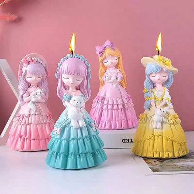 3D сладка принцеса/момиче Силиконова форма за свещи Направи си сам гипсова кукла Изработка Циментова смола Форма за ръчно изработени свещи Артефакт за декорация на дома