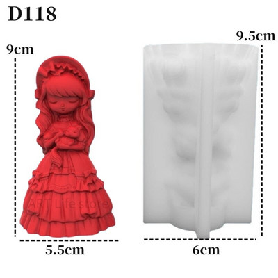 3D jauka princeses/meitenes silikona sveces veidne ģipša lelle amatniecības cementa sveķu veidne roku darbs sveču komplekts mājas dekorācijas artefakts