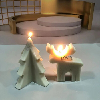Нова Sika Deer Christmas Tree Силиконова форма за свещи Коледна украса Гипсова занаятчийска смола Направи си сам сапун Molud Празничен подарък