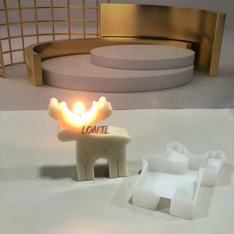 Jauna Sika Deer Ziemassvētku eglītes silikona sveču veidne Ziemassvētku dekorēšana ģipša amatniecības sveķu izgatavošana ziepju veidnes svētku dāvana