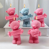 Sauklis Lācis Silikona sveču veidne 3D dzīvnieku ziepju sveķu ģipsis šokolādes kūkas cepšanas veidņu gatavošana mātes tēva dienas dāvana