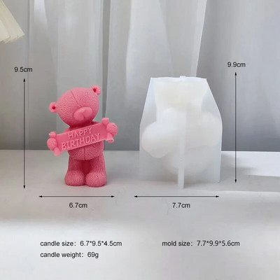 Sauklis Lācis Silikona sveču veidne 3D dzīvnieku ziepju sveķu ģipsis šokolādes kūkas cepšanas veidņu gatavošana mātes tēva dienas dāvana