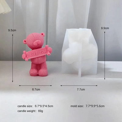 Sauklis Lācis Silikona sveču veidne 3D dzīvnieku ziepju sveķu ģipsis šokolādes kūkas cepšanas veidņu gatavošana mātes tēva dienas dāvana