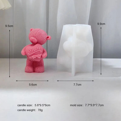 Sauklis Lācis Silikona sveču veidne 3D dzīvnieku ziepju sveķu ģipsis šokolādes kūkas cepšanas veidņu gatavošana mātes tēva dienas dāvana