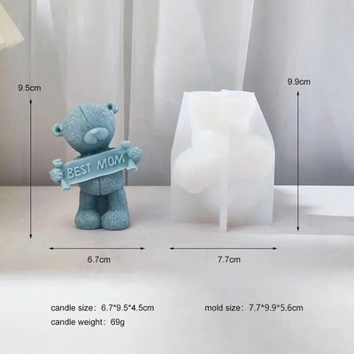 Sauklis Lācis Silikona sveču veidne 3D dzīvnieku ziepju sveķu ģipsis šokolādes kūkas cepšanas veidņu gatavošana mātes tēva dienas dāvana