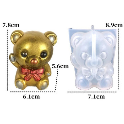 Sauklis Lācis Silikona sveču veidne 3D dzīvnieku ziepju sveķu ģipsis šokolādes kūkas cepšanas veidņu gatavošana mātes tēva dienas dāvana