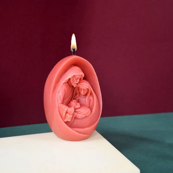 Католическа форма за свещи на Светото семейство Фигурка на Исус Дева Мария Силиконова форма, ръчно изработена 3D подарък Коледна декорация за дома Направи си сам форми