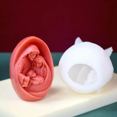 Katoļu Svētās ģimenes sveces veidne Jēzus Jaunavas Marijas figūriņas silikona veidne ar rokām gatavota 3D dāvanu Ziemassvētku mājas dekorēšana veidnes DIY