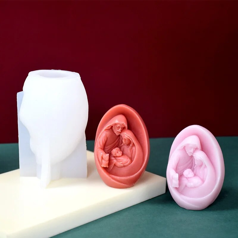 Katolički Kalup za svijeće Svete Obitelji Figura Isusa Djevice Marije Silikonski kalup Ručno izrađeni 3D poklon Božićni ukrasi za dom DIY kalupi