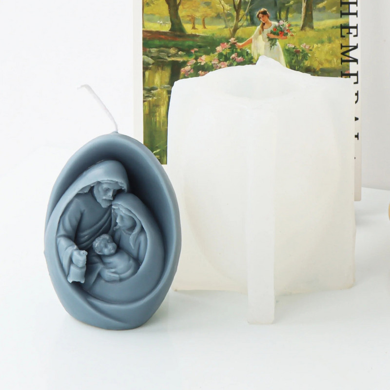 Katolički Kalup za svijeće Svete Obitelji Figura Isusa Djevice Marije Silikonski kalup Ručno izrađeni 3D poklon Božićni ukrasi za dom DIY kalupi