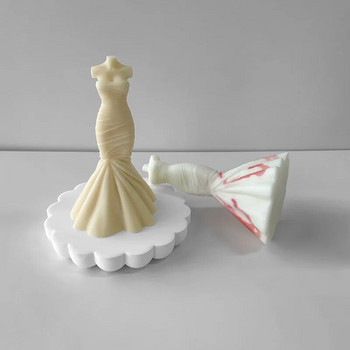 3D рокля с рибена опашка Сватбена рокля Силиконова форма за свещ Направи си сам Циментови занаяти Гипсов сапун Комплект епоксидни форми Сватбена украса Подаръци