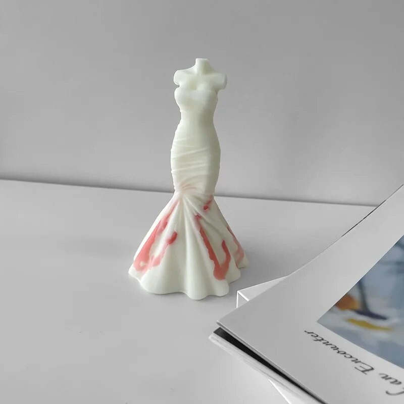 3D Zivju astes kleita Kāzu kleita Silikona sveču veidne Cementa amatniecība Ģipša ziepju epoksīda veidņu komplekts Kāzu dekorācijas dāvanas