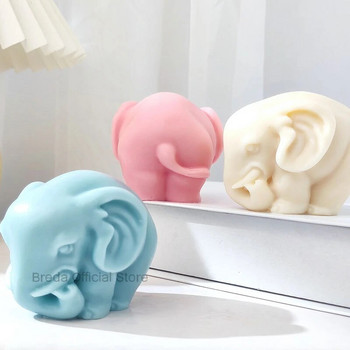 Стоящ слон Силиконова форма за свещи 3D животински сапун Ароматерапия Гипсова епоксидна форма за печене на шоколадова торта, изработена от домашни занаяти