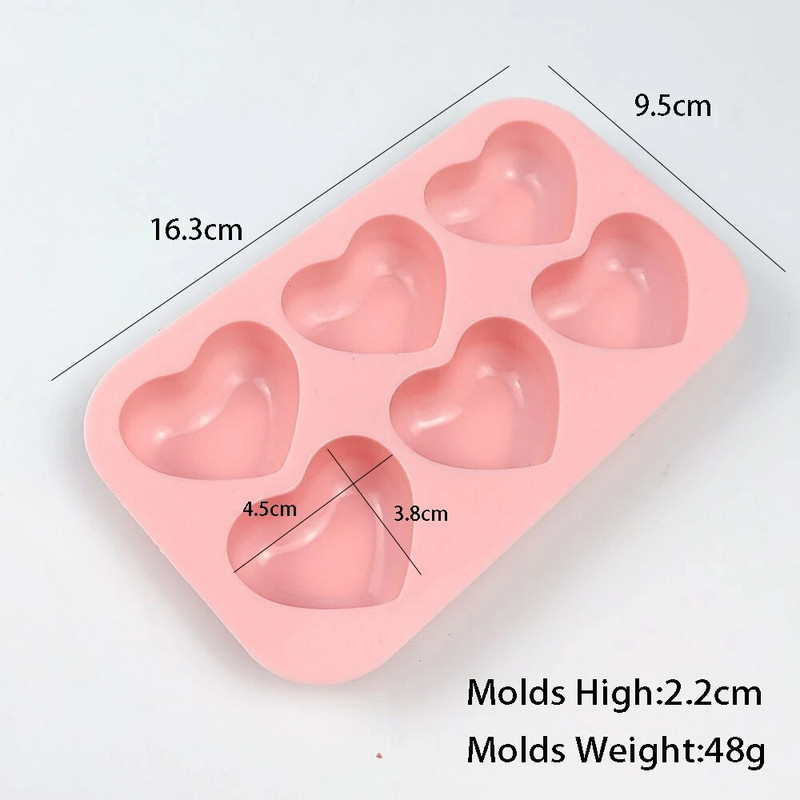 Muilo silikono formelės 6 ertmės Valentino širdelė Rankų darbo muilo formavimo forma "Pasidaryk pats" šokolado kepimo žvakių formelės reikmenys namų dekoravimui