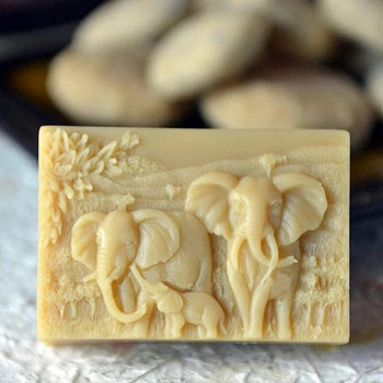 1 τεμ. Elephant Family Καλούπια σαπουνιού σιλικόνης Animal Bar Soap Making Molds Τετράγωνη φόρμα σαπουνιού για ντους μωρών