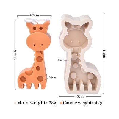 Silikona dzīvnieku sveču veidne 3D dinozauru žirafe ziloņu ziepju sveču ģipša izgatavošanas rīks bērnu rokām izgatavots DIY silikona modelis