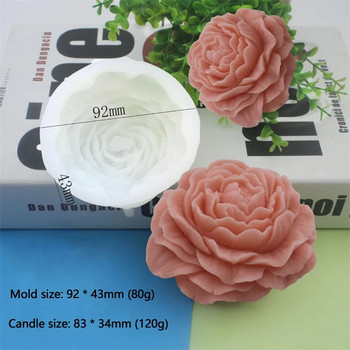Голяма силиконова форма за цветя от божур Свети Валентин Направи си сам Форма за печене на торта с мус от цветя 3D Форма за приготвяне на гипсов сапун с аромат на роза
