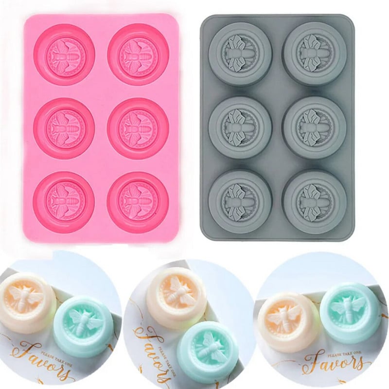 Bičių raštų muilas silikoninės muilo formos Apvalios rankų darbo muilo silikoninės formos Gėlės ir korio formos „pasidaryk pats“ pyragų kepimo įrankis