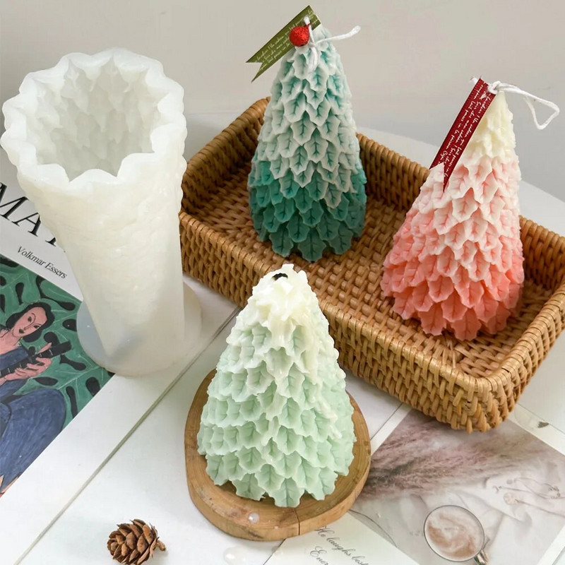 3D Ziemassvētku eglīšu rotājumu silikona veidnes DIY aromātiskas sveces aromātisks ģipša ziepju sveķu veidnes Amatniecība dāvanu izgatavošana veidņu mājas dekors