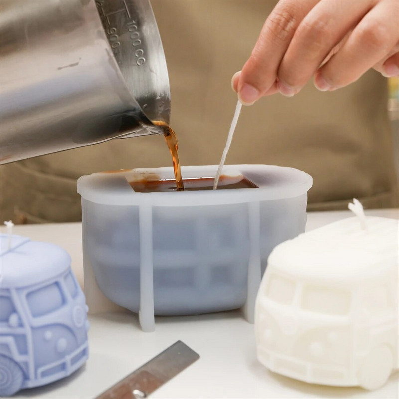 Kombi lakóautó busz gyertyaforma Retro olasz vintage autós gyertya készítés kézzel készített otthoni dekorációs szilikon forma