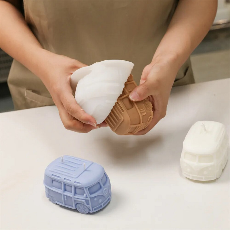 Kombi lakóautó busz gyertyaforma Retro olasz vintage autós gyertya készítés kézzel készített otthoni dekorációs szilikon forma